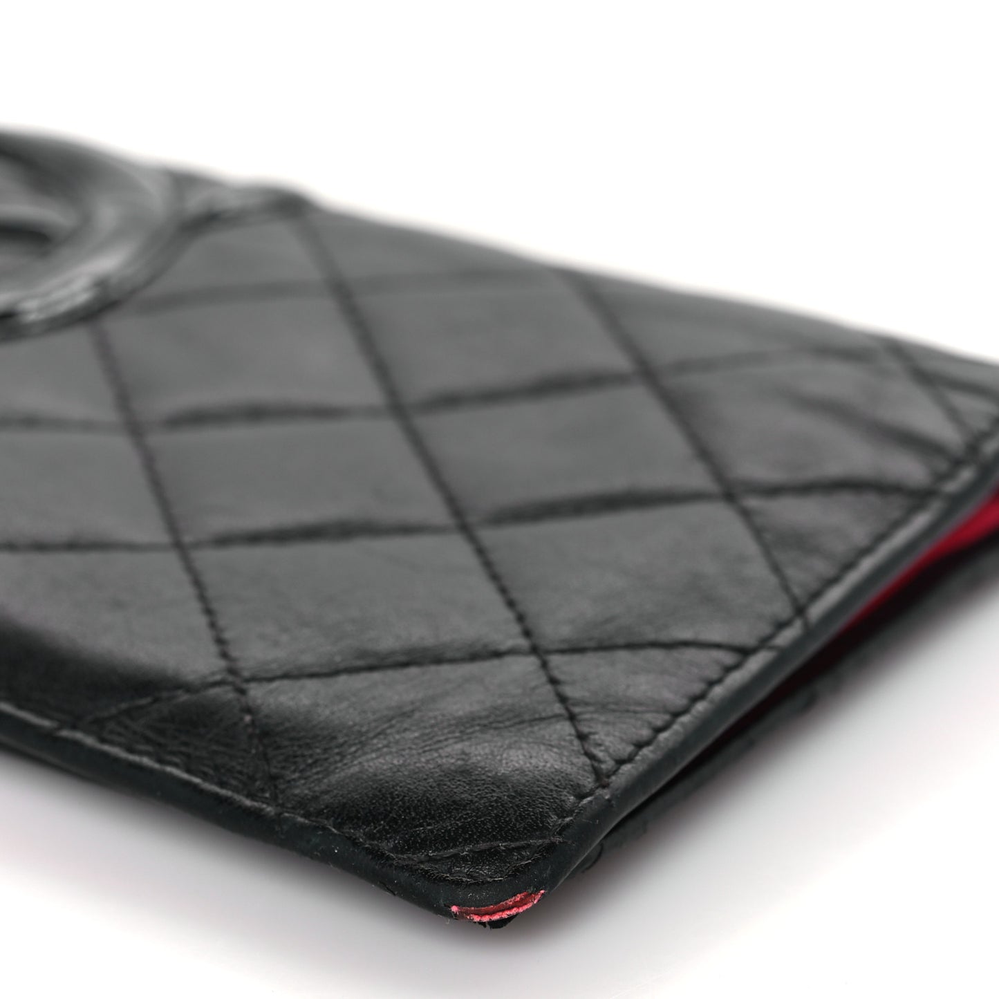 Calfskin Quilted Cambon Yen Wallet Black