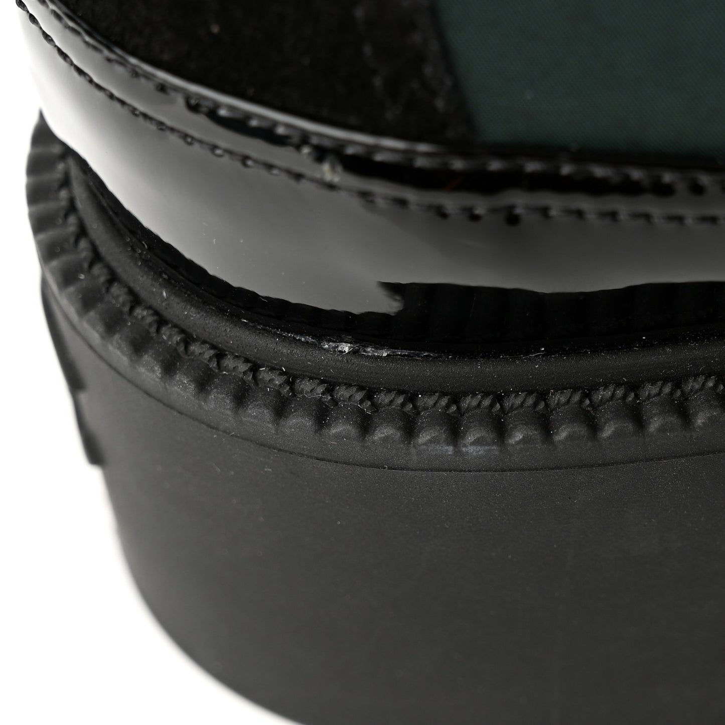 Nylon Suede Patent Calfskin Womens CC Lace Up Boots 36.5 Dark Green Black