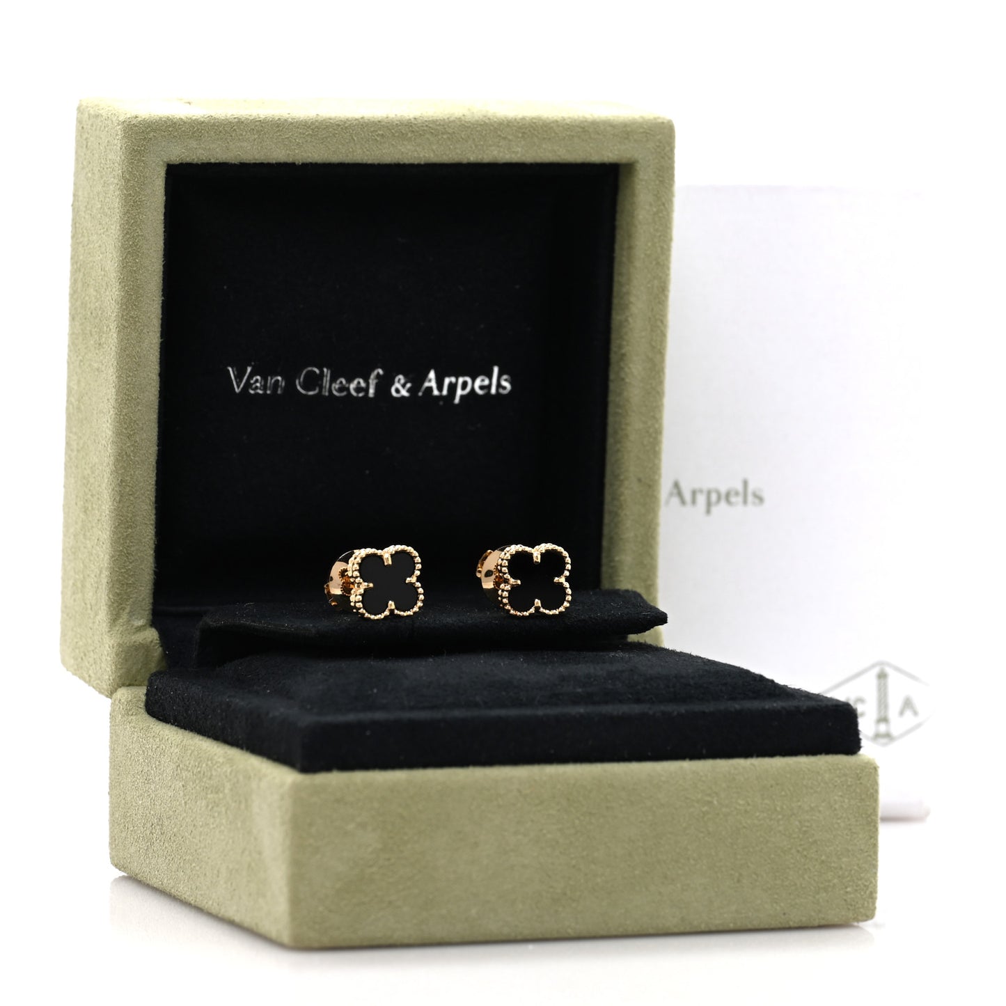 18K Yellow Gold Black Onyx Sweet Alhambra Earrings
