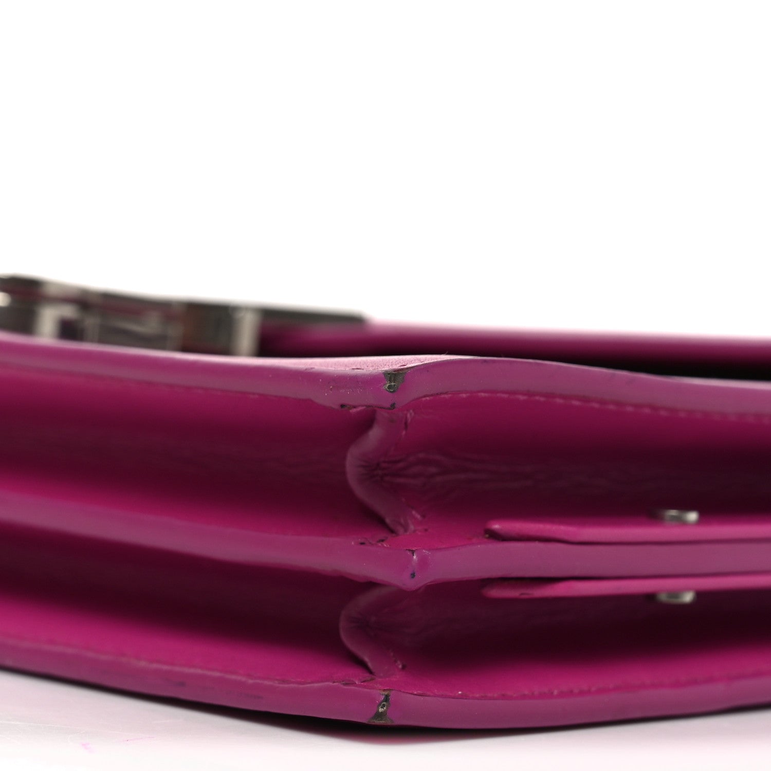 Saint Laurent Smooth Calfskin Monogram Cassandra Clasp Bag Electric Fuchsia 9 of 9