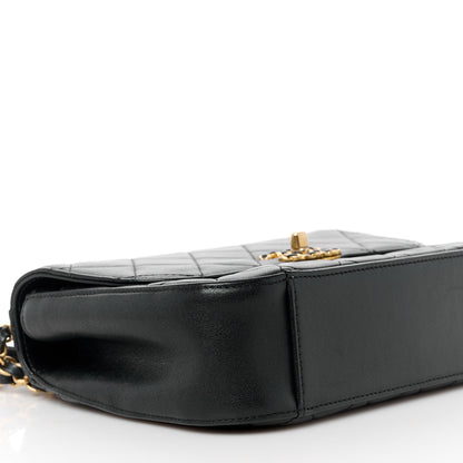 Chanel Lambskin Quilted Chain Infinity Top Handle Flap Black 9 of 10