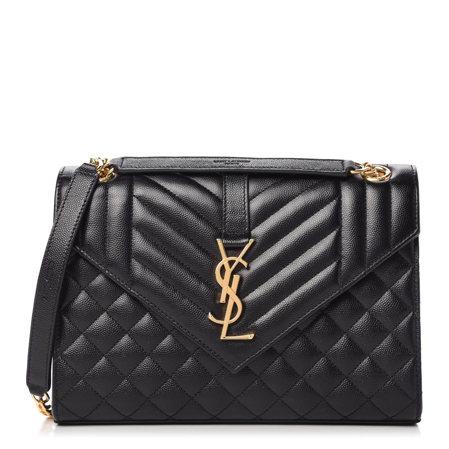 Saint Laurent Grain De Poudre Textured Mixed Matelasse Triquilt Medium Monogram Satchel Black 1 of 11