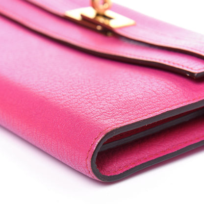 Hermes Chevre Mysore Kelly Longue Wallet Rose Shocking 14 of 21