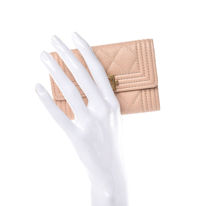 Chanel Caviar Quilted Boy Card Holder Wallet Beige Clair 2 of 9