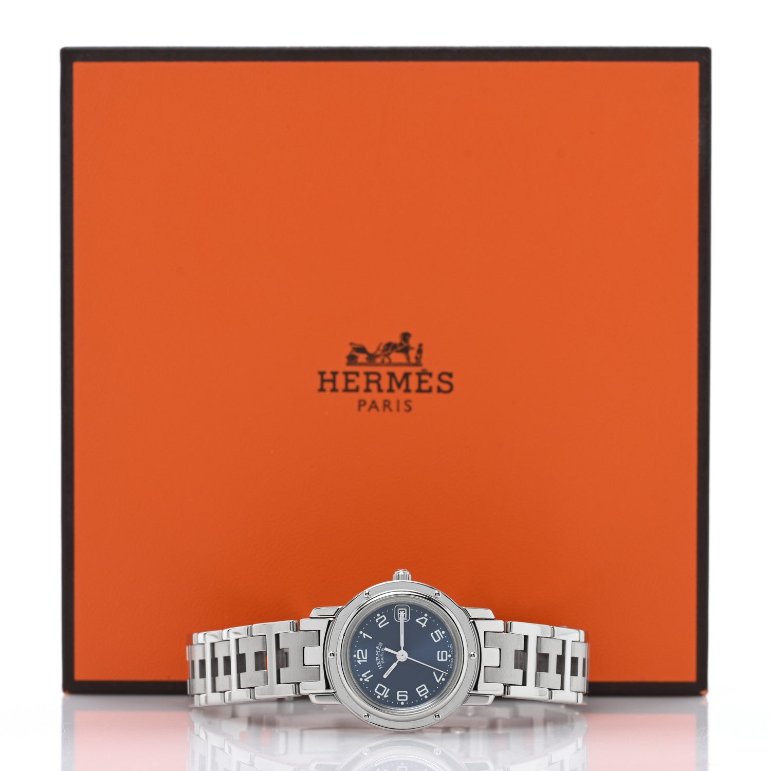 Hermes Stainless Steel 24mm Clipper Quartz Watch Blue 5 of 5
