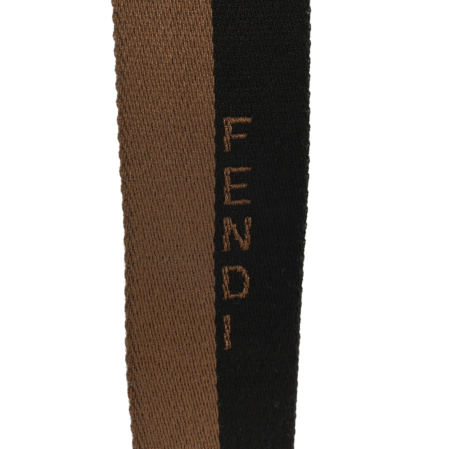 Fendi Ribbon Vitello Seta FF 1974 Pequin Reversible Adjustable Strap You Brown White 4 of 5