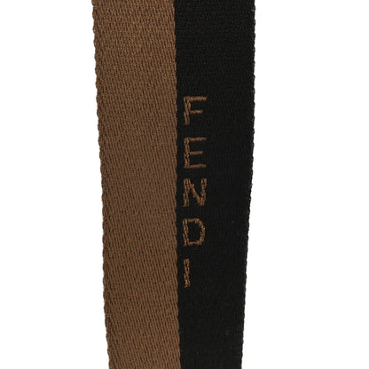 Fendi Ribbon Vitello Seta FF 1974 Pequin Reversible Adjustable Strap You Brown White 4 of 5