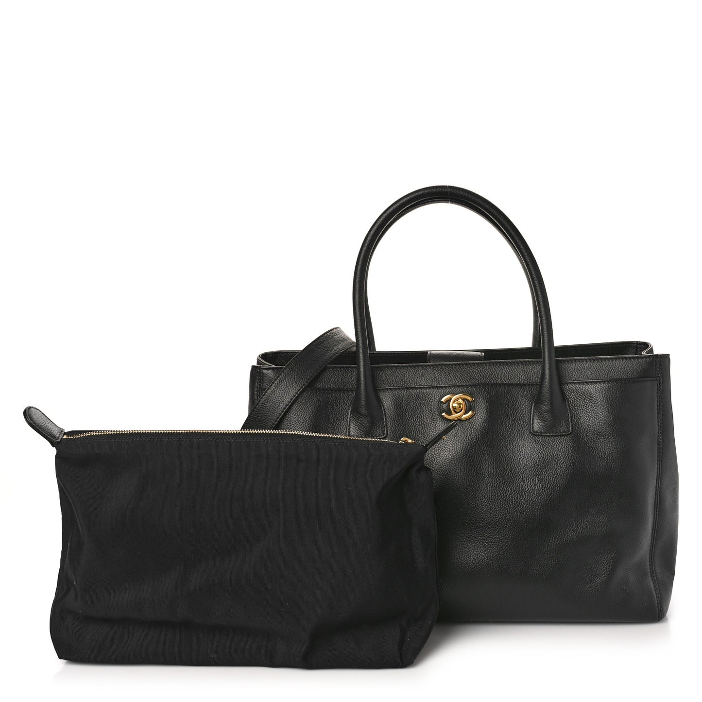 Caviar Medium Cerf Executive Shopper Tote Black