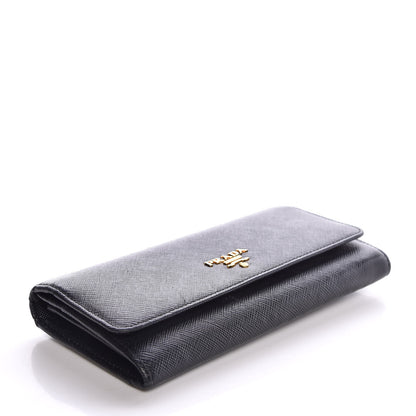 Prada Saffiano Metal Continental Flap Wallet Black 4 of 7