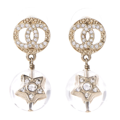 Chanel Resin Crystal CC Star Earrings Gold 1 of 5