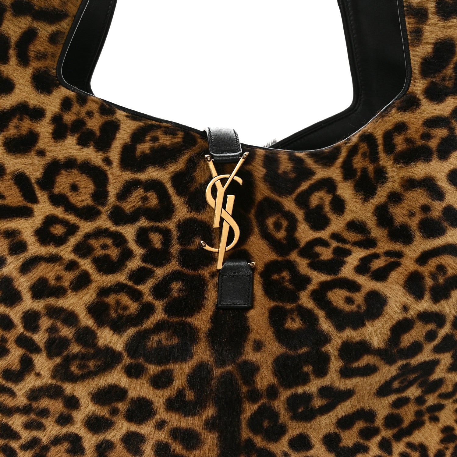 Saint Laurent Pony Hair Nappa Leopard Print Le 5 A 7 Bea Tote Earth Black 7 of 11