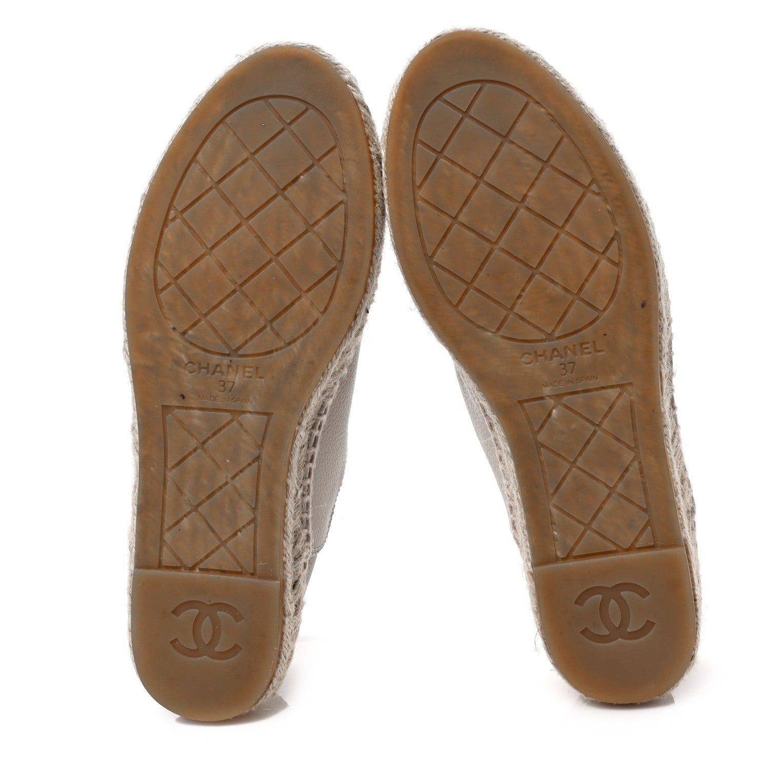 Chanel Grained Calfskin CC Espadrilles 37 Beige Black 5 of 7