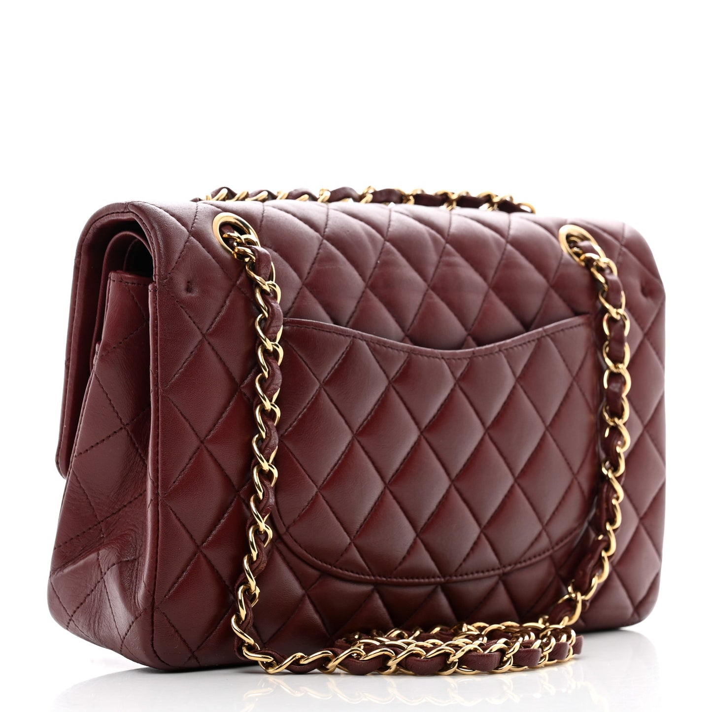 Lambskin Quilted Medium Double Flap Burgundy