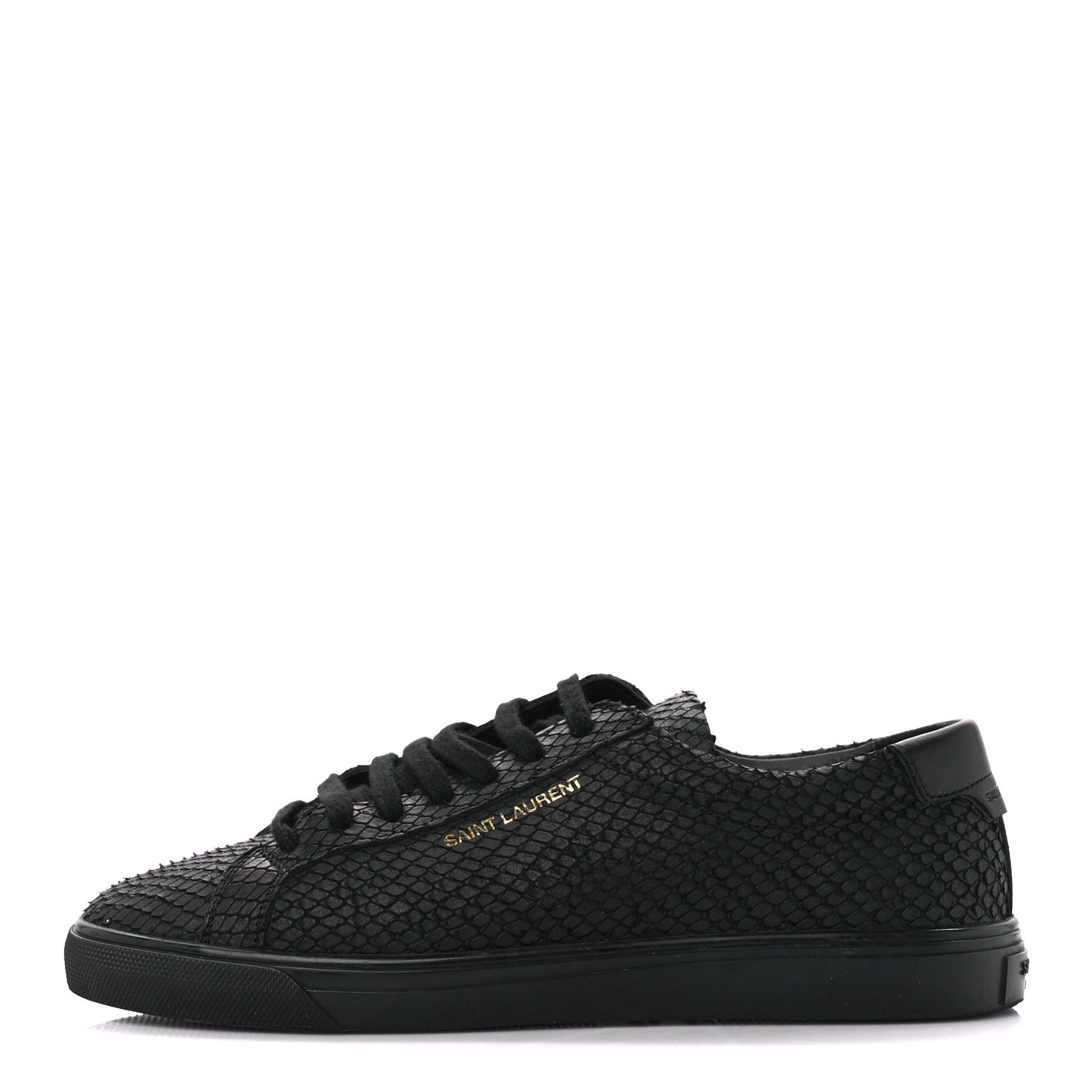 Calfskin Python Effect Andy Low Top Sneakers 37.5 Black