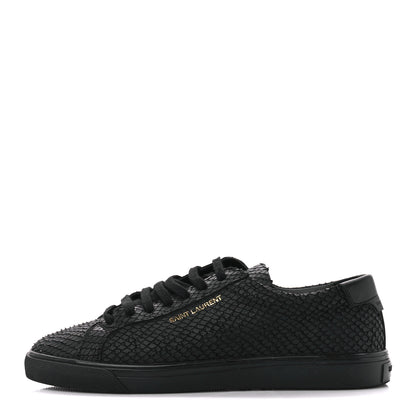 Saint Laurent Calfskin Python Effect Andy Low Top Sneakers 37.5 Black 1 of 9