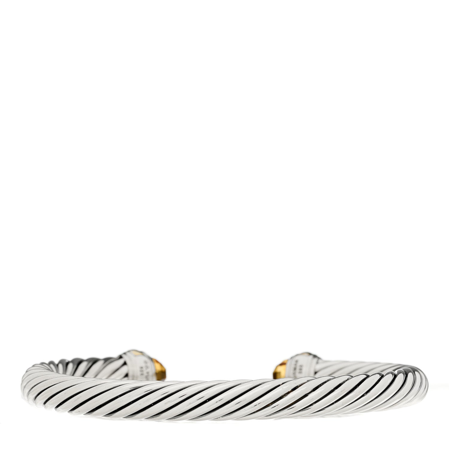 David Yurman Sterling Silver 14K Yellow Gold Citrine 7mm Cable Classics Bracelet 2 of 3