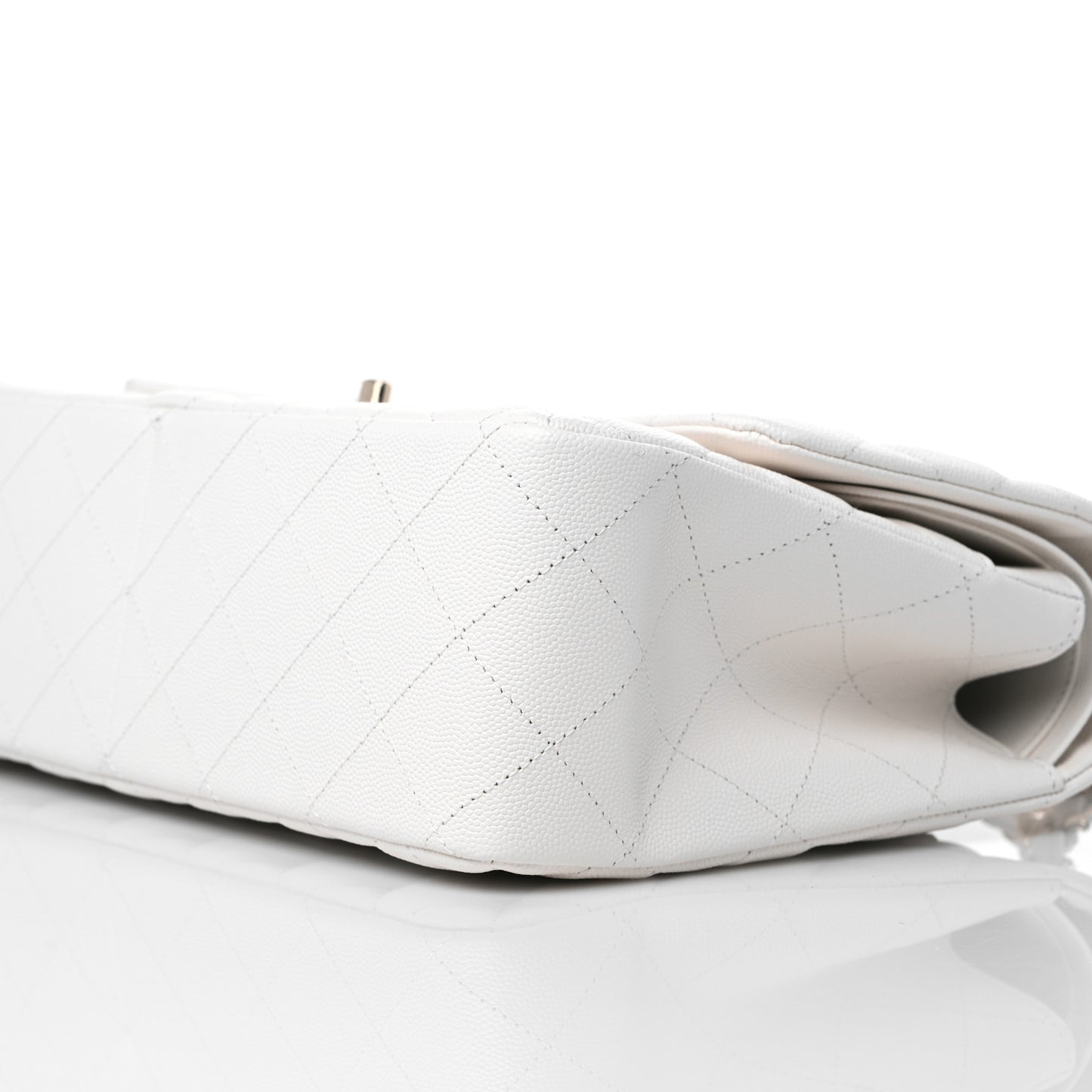 Caviar Quilted Jumbo Double Flap White