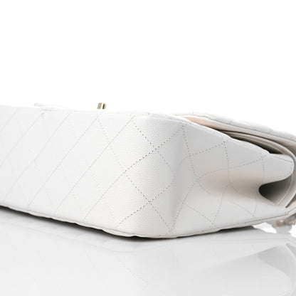 Chanel Caviar Quilted Jumbo Double Flap White 9 of 10