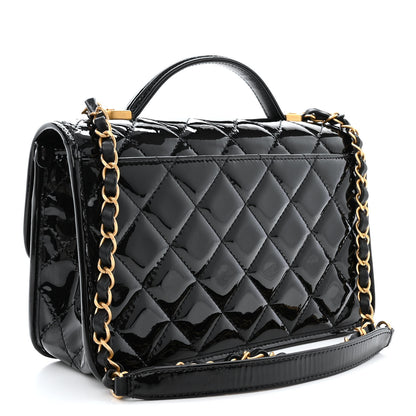 Chanel Patent Quilted Small School Memory Top Handle Flap Black 3 of 12