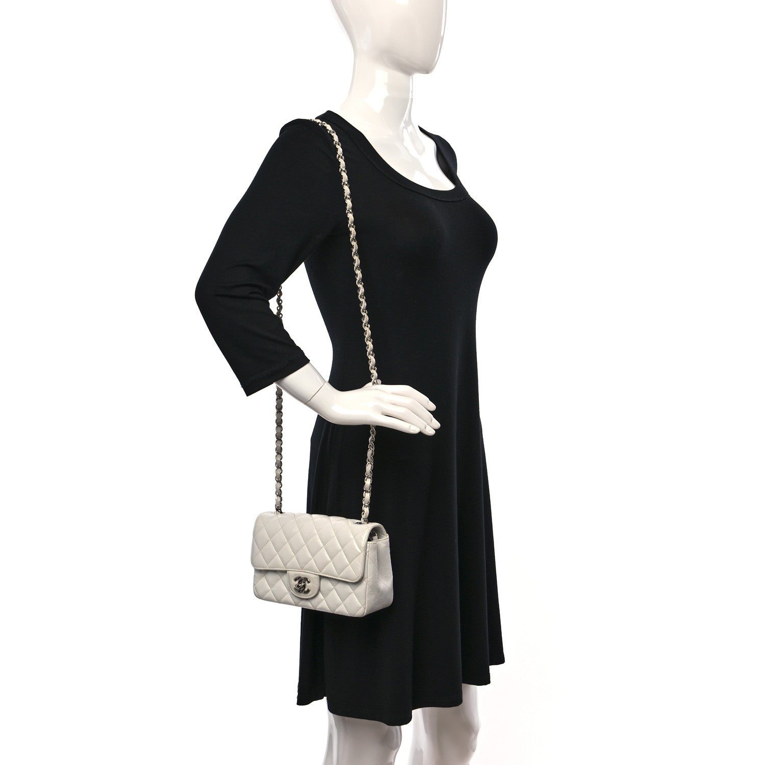 Chanel Iridescent Crumpled Calfskin Quilted Mini Rectangular Flap White 3 of 10