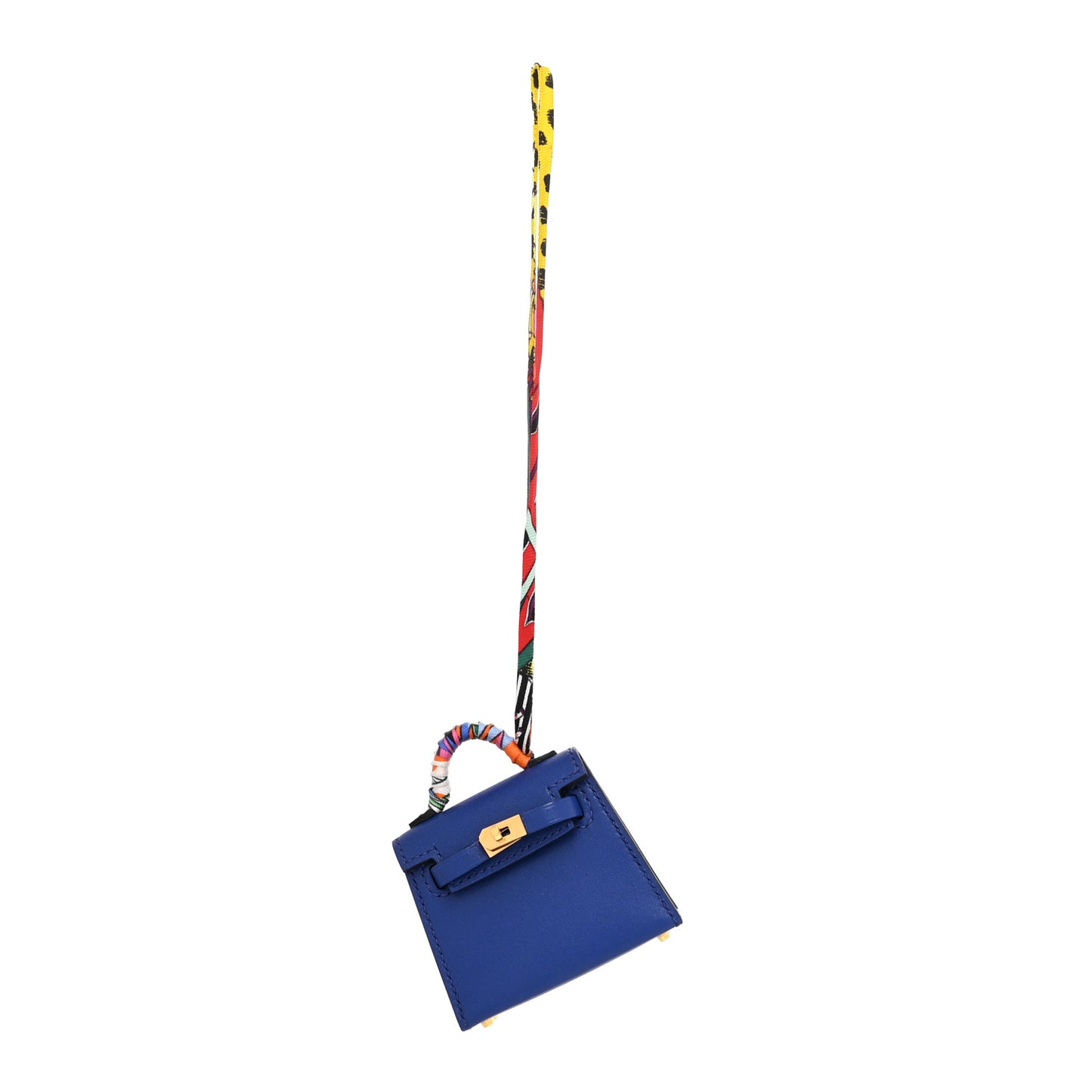 Tadelakt Mini Kelly Twilly Bag Charm Bleu Electrique