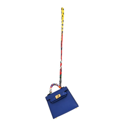 Hermes Tadelakt Mini Kelly Twilly Bag Charm Bleu Electrique 1 of 3