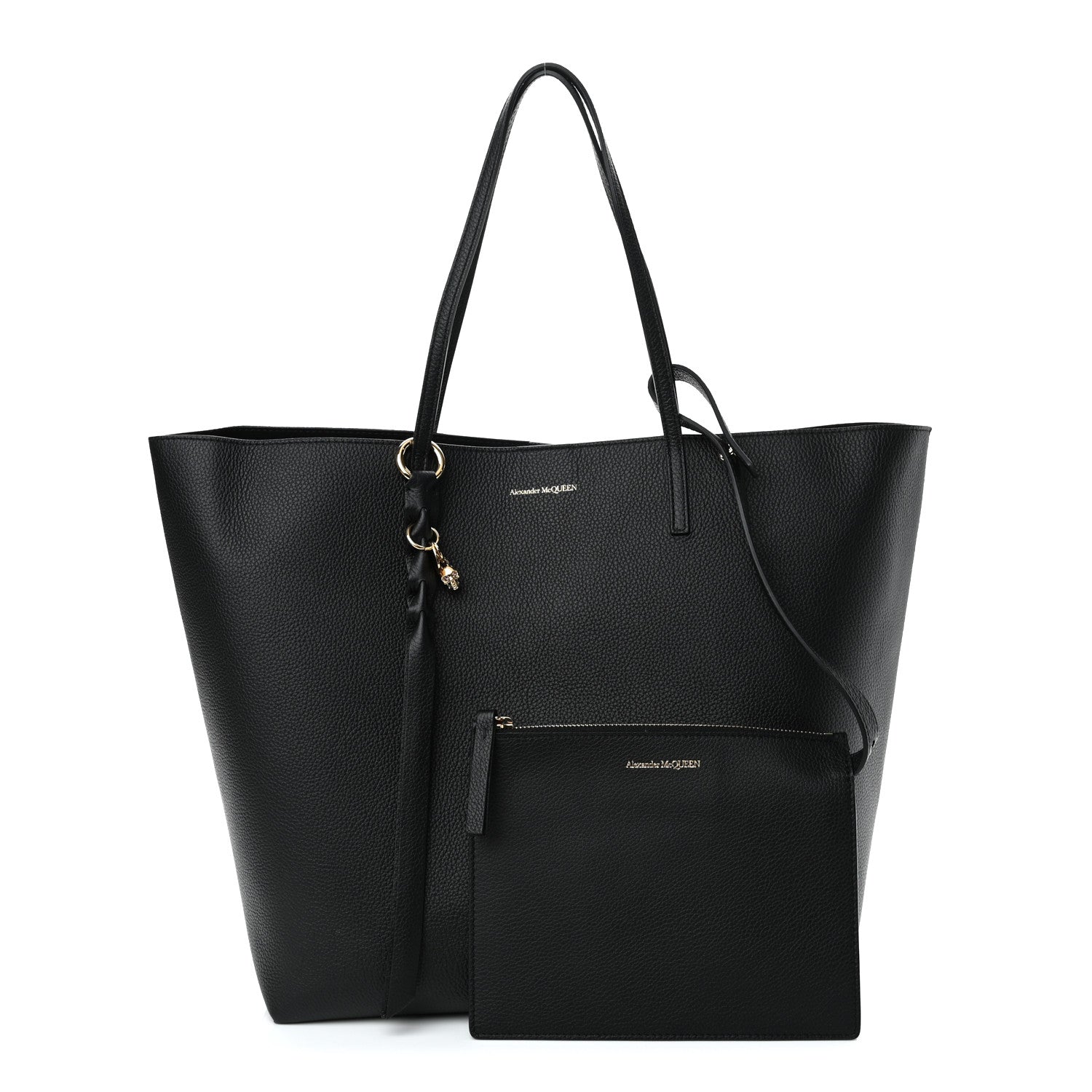 Alexander McQueen Grained Calfskin Skull Open Shopper Tote Black 1 of 11