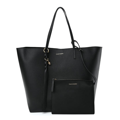 Alexander McQueen Grained Calfskin Skull Open Shopper Tote Black 1 of 11