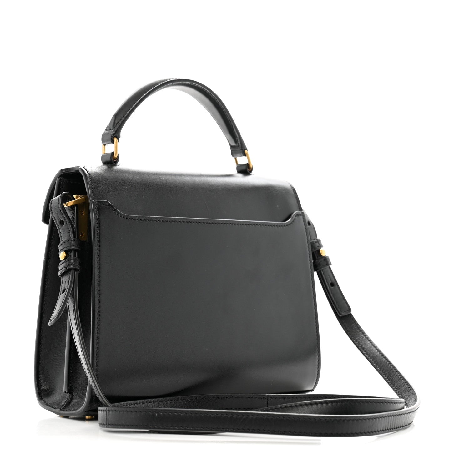 Saint Laurent Calfskin Mini Classic Monogram Cassandra Top Handle Black 3 of 14