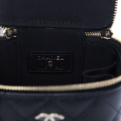 Chanel Caviar Quilted Mini Pearl On Top Vanity Case With Chain Black 16 of 18