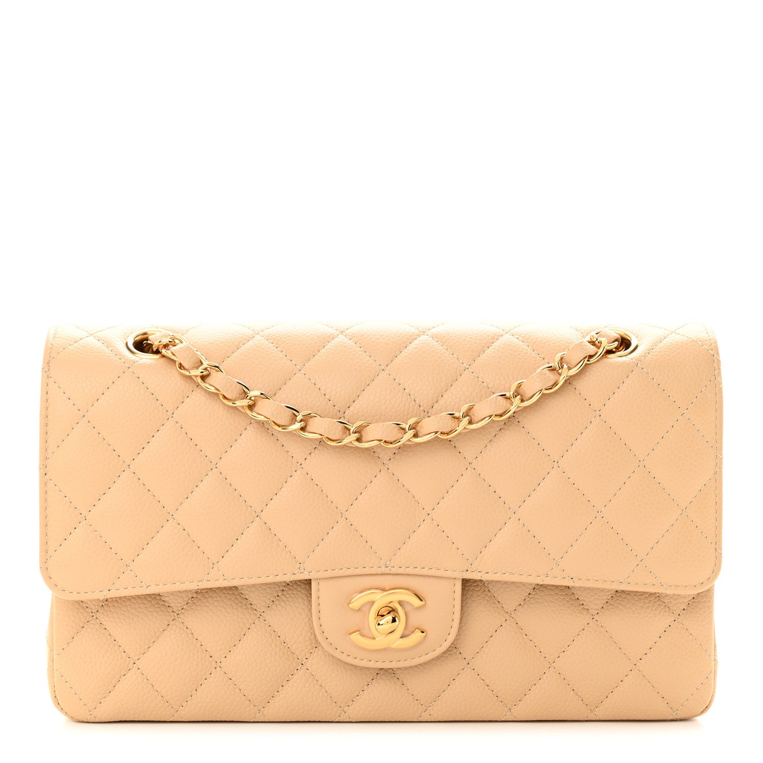 Chanel Caviar Quilted Medium Double Flap Beige 1 of 10
