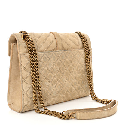 Saint Laurent Suede Mixed Matelasse Triquilt Medium Monogram Envelope Satchel Sea Salt 3 of 12
