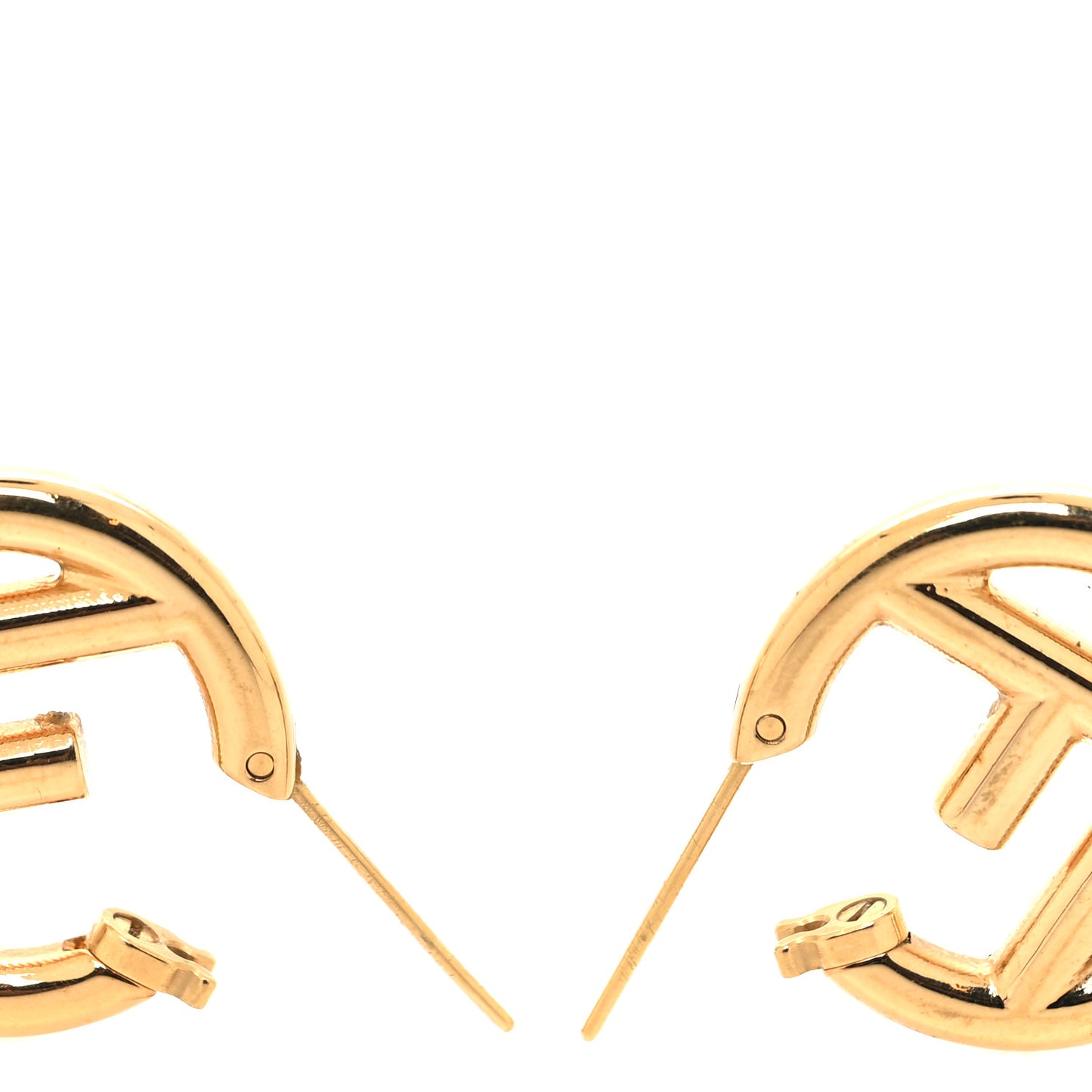 Metal FF Hoop Earrings Gold
