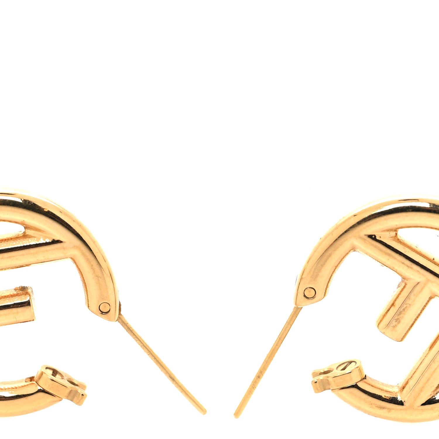 Fendi Metal FF Hoop Earrings Gold 3 of 5