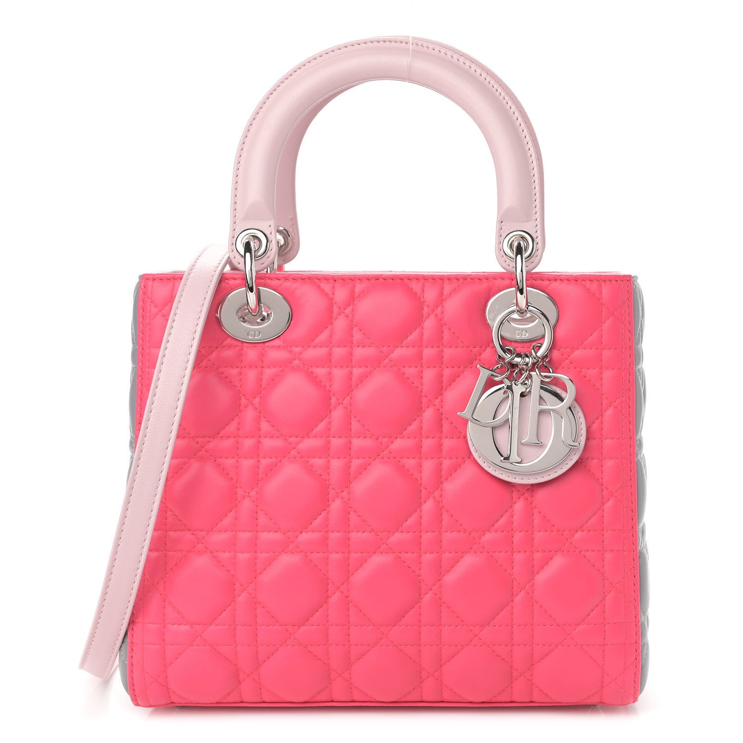 Christian Dior Lambskin Cannage Medium Tri-Color Lady Dior Fuchsia 1 of 14