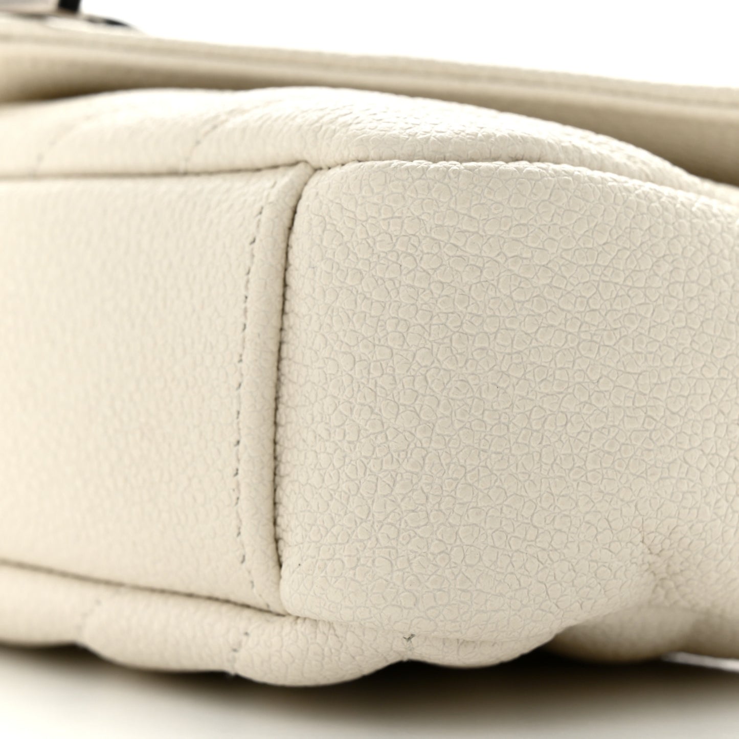 Grained Calfskin Matelassé Chevron Monogram Classic Baby Chain Bag White
