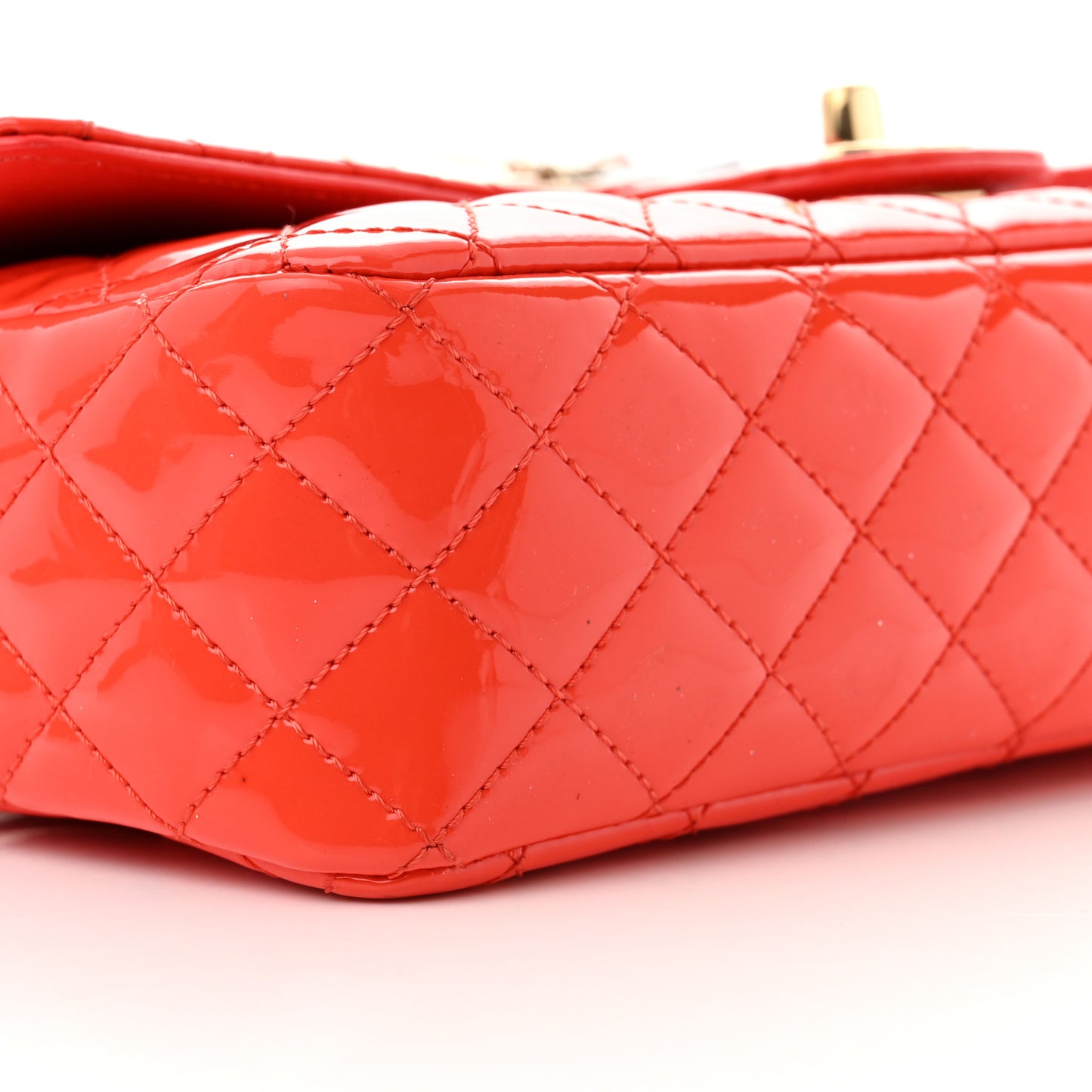 Patent Calfskin Quilted Valentine Charms Medium Single Flap Red