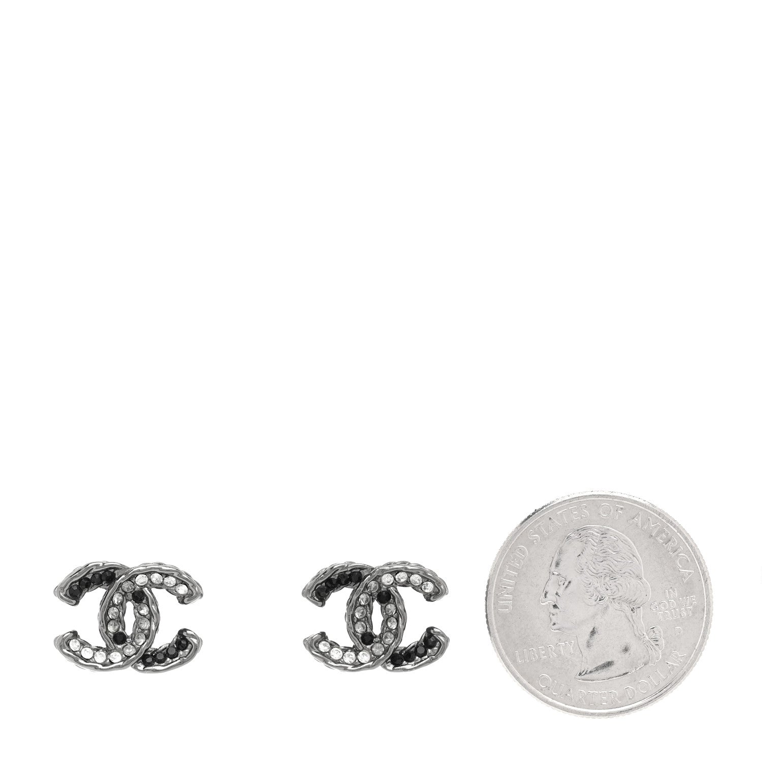 Chanel Ruthenium Crystal CC Earrings Black 2 of 5