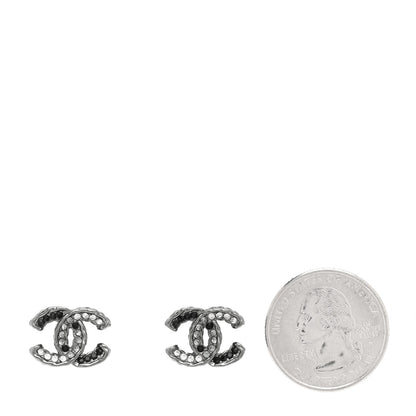 Chanel Ruthenium Crystal CC Earrings Black 2 of 5