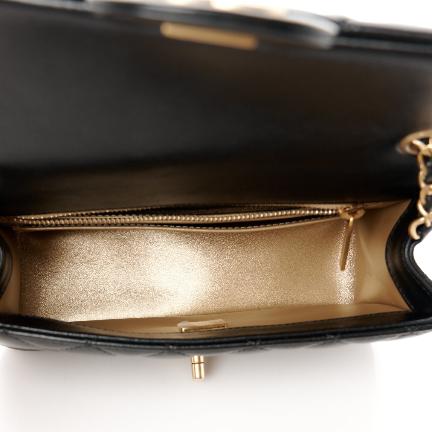 Lambskin Quilted Mini Rectangular Pearl Crush Flap Black