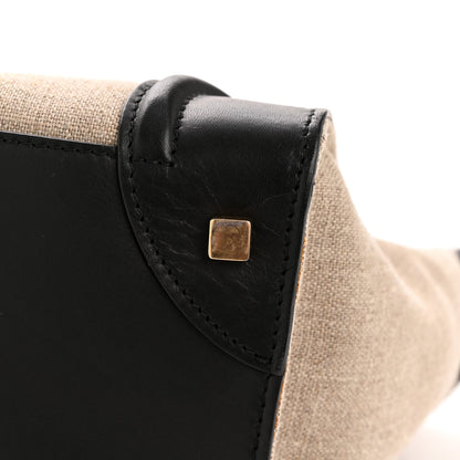 Celine Smooth Calfskin Linen Tricolor Mini Luggage Black Khaki Navy 13 of 13