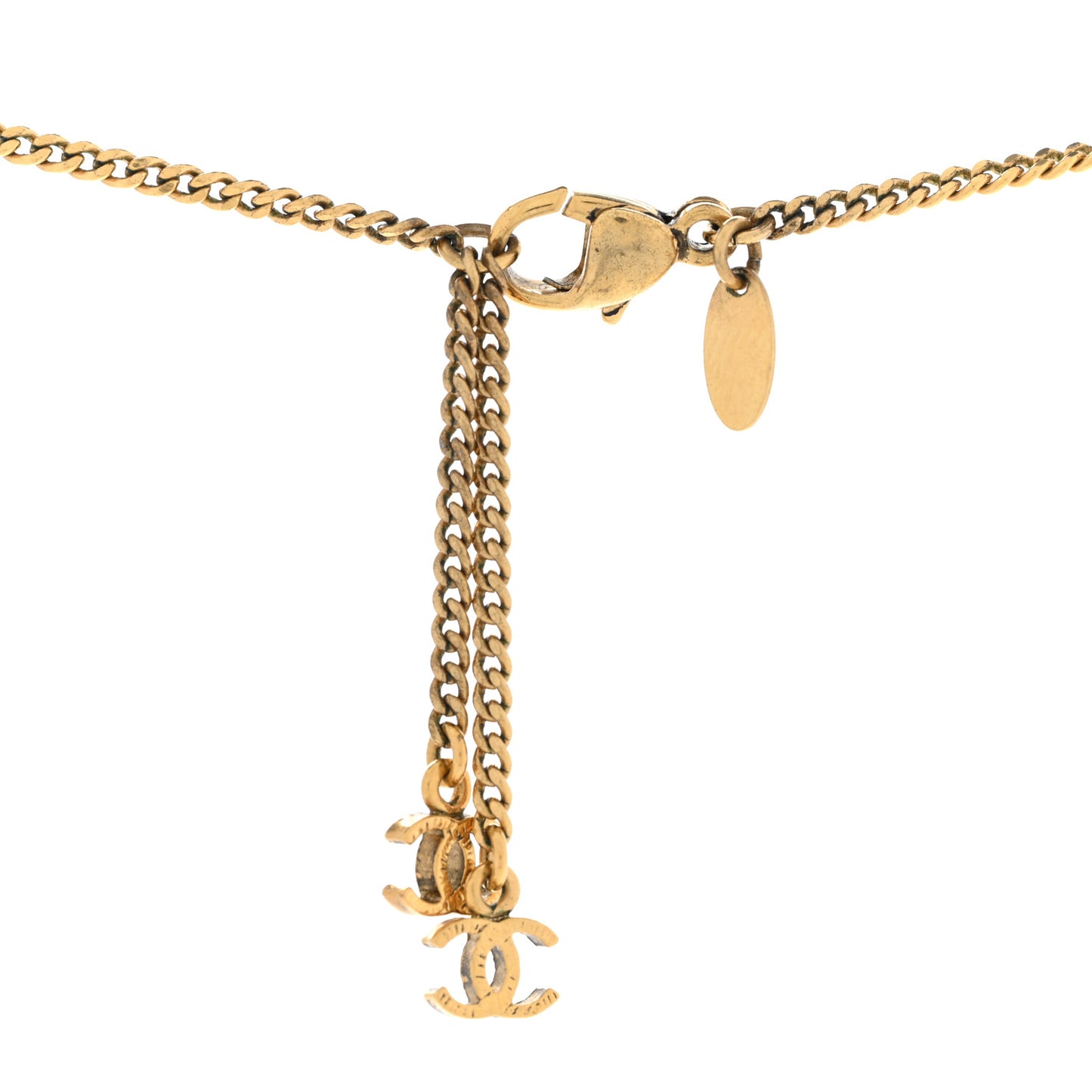 Enamel CC Necklace Black Red Gold