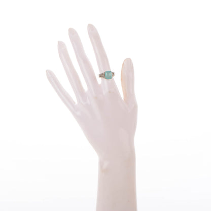 David Yurman Sterling Silver Pave Diamond Chalcedony 10mm Petite Wheaton Ring 50 5.5 2 of 4