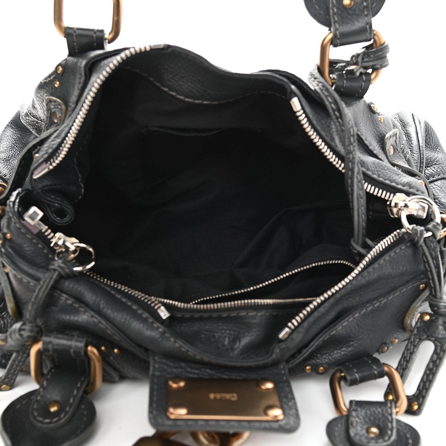 Calfskin Medium Paddington Satchel Black