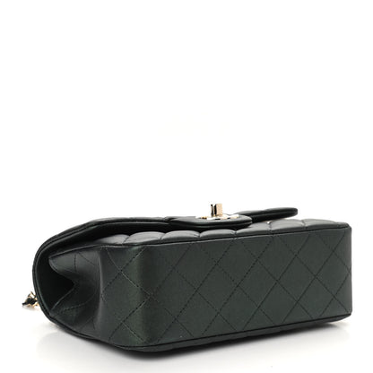 Chanel Iridescent Lambskin Quilted Mini Top Handle Rectangular Flap Dark Green 4 of 11