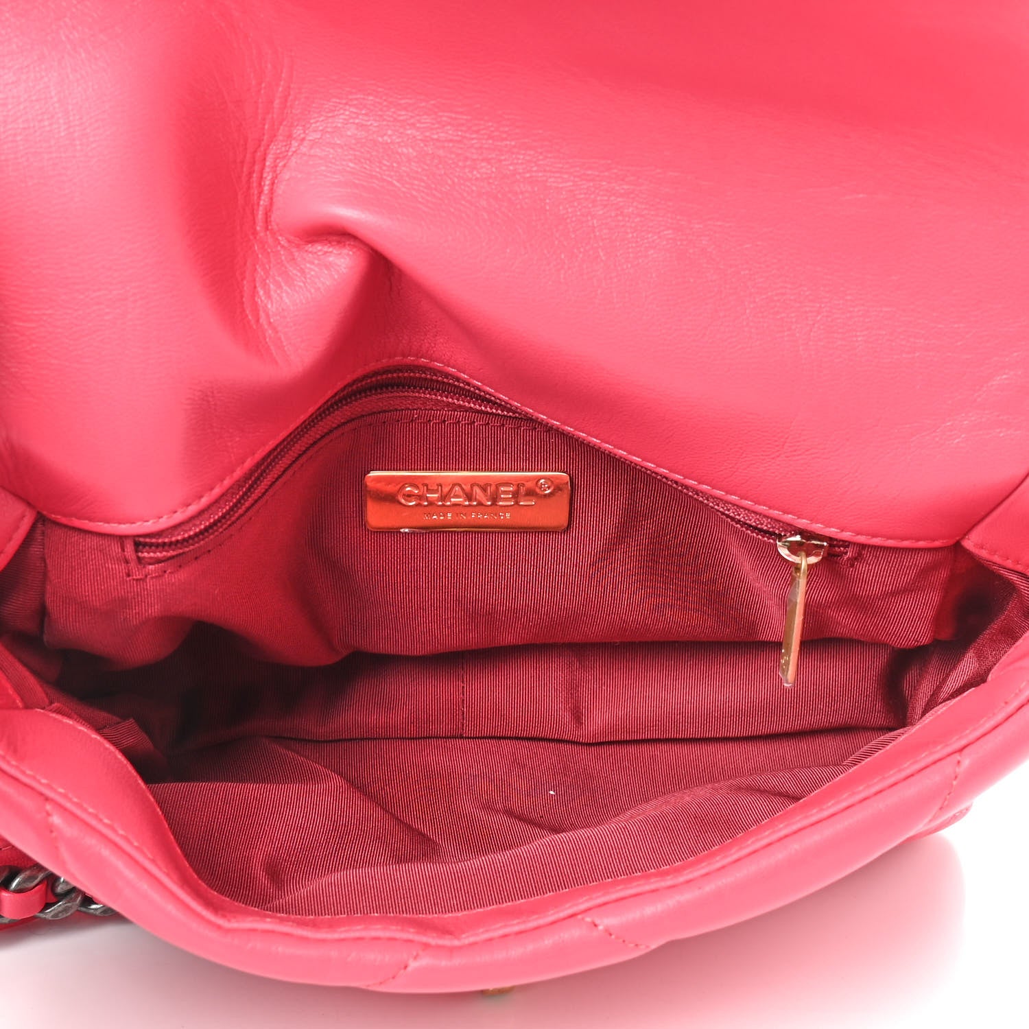 Chanel Shiny Lambskin Quilted Medium Chanel 19 Flap Neon Pink 5 of 9