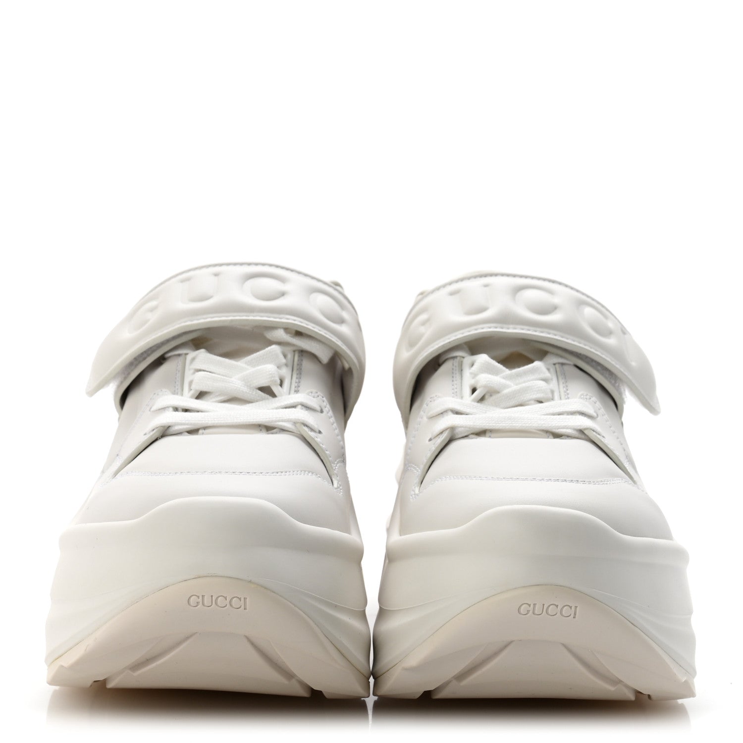 Gucci Calfskin Womens Wave Wedge Sneakers 37 White 3 of 9