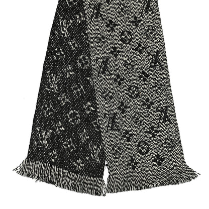Louis Vuitton Wool Silk Logomania Scarf Black White 2 of 3