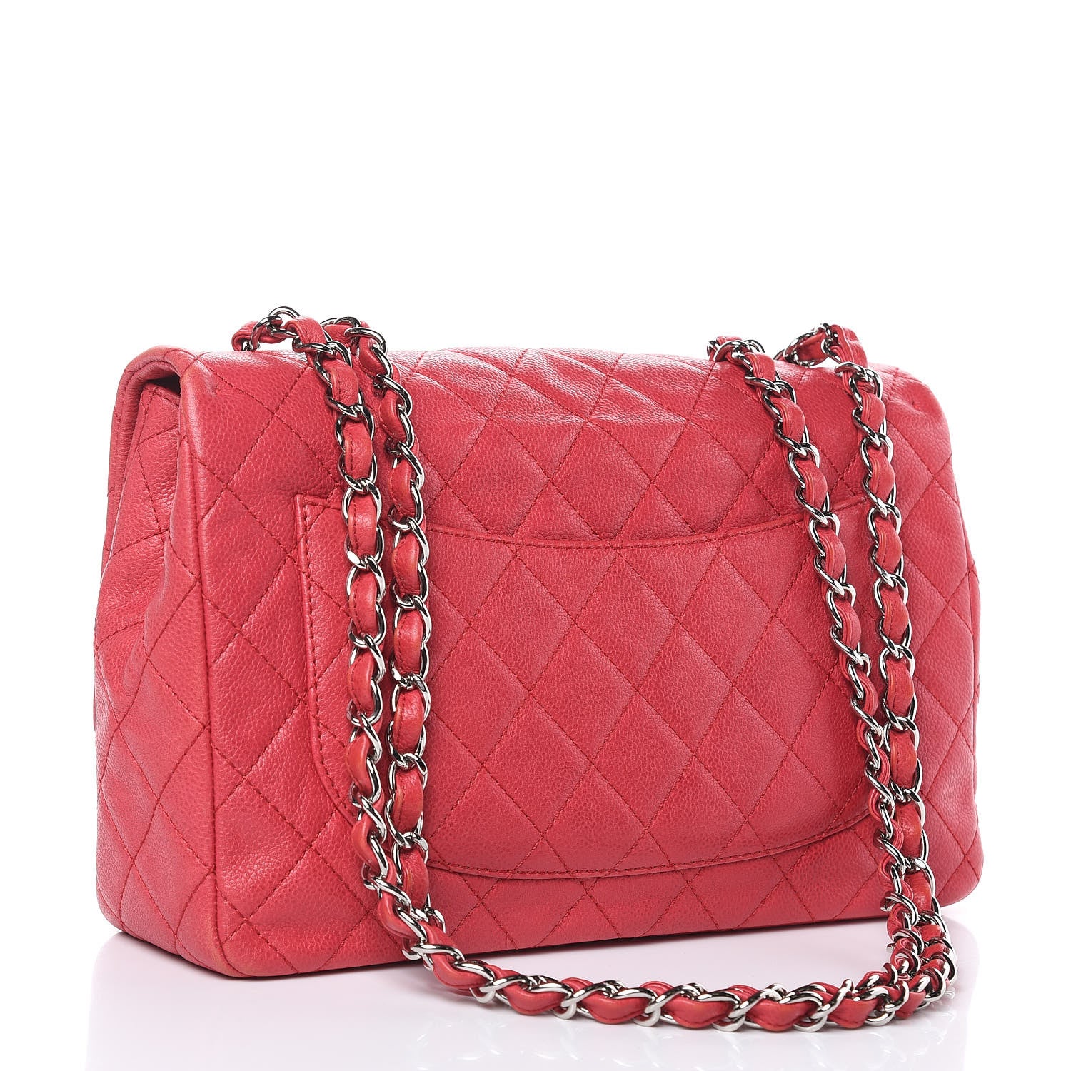 Chanel Washed Caviar Quilted Jumbo Single Flap Fuchsia 3 of 19