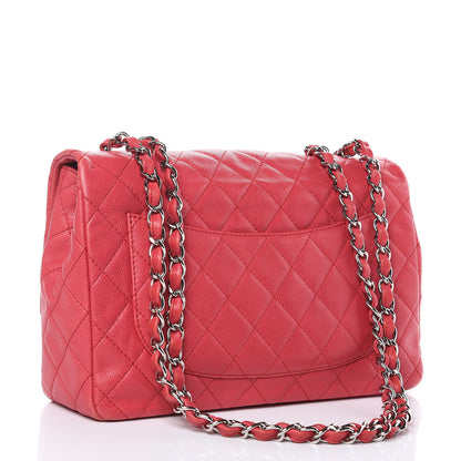 Chanel Washed Caviar Quilted Jumbo Single Flap Fuchsia 3 of 19